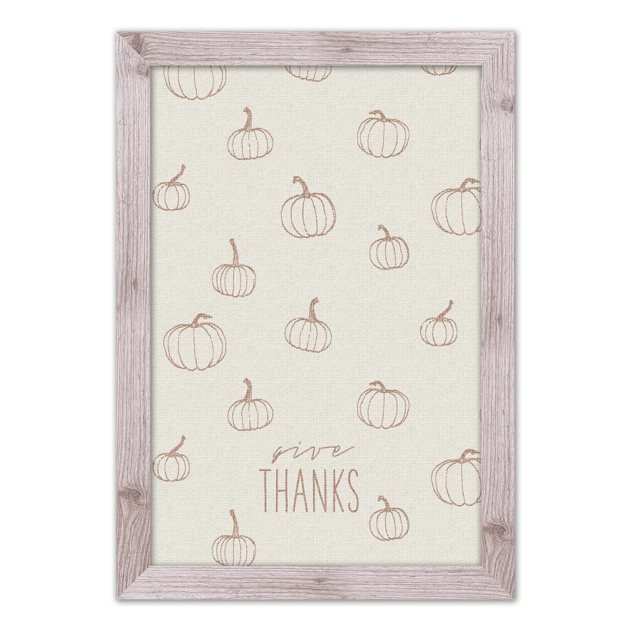 Dusty Rose Pumpkin Give Thanks Print in Western White Frame